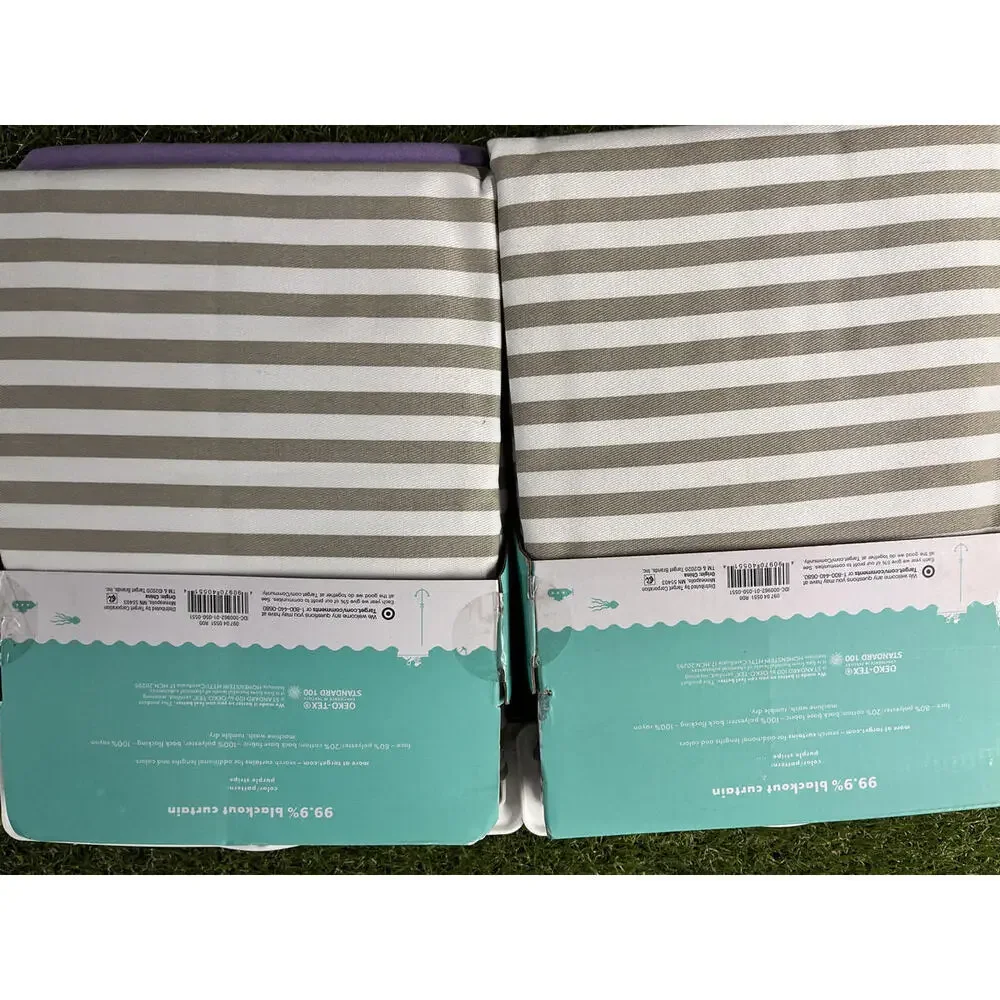 Pillowfort White‎ Purple and White Striped Window Curtain Panels - Set of 2 84